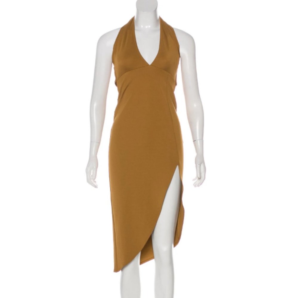 House of Harlow 1960 x Revolve Tan Wrap Bodycon Halter Size Large Tan/Brown